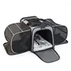 犬のカーシートは耐久性のある小さなキャリア2サイド拡張可能な通気性子犬猫ペットバッグパッド付きショルダーストラップ旅行屋外輸送ボックスをカバーしています