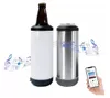 sublimation 4 in one cooler Bluetooth speaker tumbler with 2 lids 16oz straight tumblers 7 coloful Audio Stainless Steel bottom enjoy your music