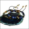 Bracelet Bracelet Lapis lazi Perles en pierre Bracelets tress￩s avec des bijoux en acier inoxydable d'agate mat de 6 mm non de d￩crochage