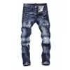 Hommes Jeans Pantalons Jean Européen Jambe Droite Haute Qualité Peint Déchiré Pour Tendance Marque Moto Pantalon Hommes Mince Maigre