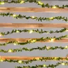 Cadenas 10m 100ladas luces de cuerda de hoja verde al aire libre hojas artificiales de vidrio de hada batería de guirnalda alimentada por decoración de bodas de Navidad