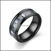 Band Rings Colorf Shel Ring Band Black Stainless Steel Women Men Rings Fashion Jewelry Drop Delivery Dhzxv