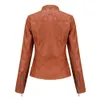 Femmes en cuir Faux vestes pour femmes automne printemps femme manteau noir rouge marron Moto Biker veste à glissière Chaqueta Cuero Mujer 221117