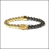 Bijoux en acier inoxydable de conception perlée, vente en gros de 10 pièces/lot de perles de cuivre de 6mm avec Bracelet de bouddha pour Bracelets de livraison directe de fête Dhmd6