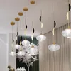 Kolye lambaları Postmodern Minimalist Chandelier Nordic Restaurant Cafe Bar Bubble Crystal