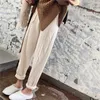 Spodnie damskie Capris Zima zagęszcza Kobiety Spodnie haremowe swobodny sznurka skręcone dzianinowe spodnie femme Chic koreańsko -ciepły sweter samice 2021 T221024