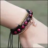 Bracelets porte-bonheur 10 Pcs / Lot Vente en gros 6 mm de perles en or véritable Cz clair Bracelet papillon Fine Girl Women Charms Jewelry Drop Delivery Brac Dhxwe