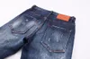 Hommes Jeans Pantalons Jean Européen Jambe Droite Haute Qualité Peint Déchiré Pour Tendance Marque Moto Pantalon Hommes Mince Maigre