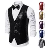 Gilet uomo uomo oro lucido paillettes glitterato blazer impreziosito gilet night club festa di nozze cantanti abbigliamento 221117