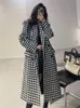 Women's Wool Blends Jacket Women Winter Korean Fashion Double Breasted Houndstooth Long Overcoat Thick Warm en Coat ropa mujer 221117