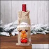 Dekoracje świąteczne kreskówka świąteczna butelka do wina er Santa Snowman Reindeer Drastring Torba Dorastne stół