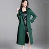 Женские траншевые пальто 2022 Весенняя осень Женская одежда Женщина зеленый черный epaulet long pat 5xl 6xl auutumn elegant для женщин