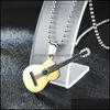 Pendentif Colliers En Acier Inoxydable Musique Guitare Pendentif Collier Femmes Hommes Colliers Noir Or Hip Hop Mode Bijoux Cadeau Drop De Dh4Z7