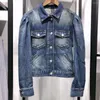 Kvinnorjackor Kvinnor Single Breasted Short Denim Coat Turn-Down Collar Vintage Fashion Pockets Ladies Spring Long Sleeve Jacket