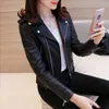 Cuero de mujer Faux Otoño Invierno Corto Motocicleta Pu Chaqueta Solapa Color Sólido Cremallera Manga Larga Abrigo Pequeño 221117