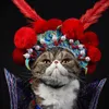 Kostiumy kota Zabawne kostium psa Pet Chińczyk tradycyjny hat z operą pekińską na rok fantazyjne ubieranie się do włosów