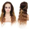 Perruque Lace Front Wig brésilienne naturelle, cheveux humains, Body Wave, ombré, hd 4/30, couleur marron auburn, densité 150%, DIVA1