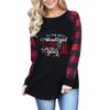 Julkvinnor Plaid Pullover Sweatshirt Maternity Tops Round Neck T-shirt Autumn Winter Long Sleeves Gitter Hoodie Snowman Printed tröja kläder Z006