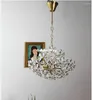 Lâmpadas pendentes Luzes de lustre colorido de bronze europeias para sala de estar quarto el villa liderado por teto interno lâmpada de cristal