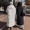 Trench da donna 2022 Winter Slim Fit e giacca imbottita con cappuccio alla moda lunga al ginocchio per le donne
