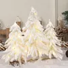 Decoraciones navideñas 35 cm Creatividad Árbol blanco LED Iluminado Mini escritorio Familia Vacaciones 2022 Regalos de decoración