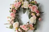 Fleurs décoratives 35 cm couronne de porte d'entrée grande guirlande artificielle rose fleur tenture murale couronnes de simulation décoration de fête de mariage à la maison