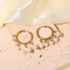 Dangle Earrings Mini Pearl Tassel Drop for Women 18K Gold Gold Stainless Steeldant Jewelry