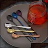 Spoons Stainless Steel Long Handle Coffee Spoon Gold Home Kitchen Dining Flatware Ice Cream Dessert Spoons Kids Baby Cutlery Tool Dr Dh0Zc