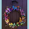 装飾的な花の花輪ガーランド蝶の花輪人工アイビーグリーンホリデー装飾春の正面玄関プラスチックシミュレーションワイDHGWT