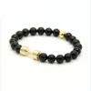 Charm Bracelets 도매 진짜 금 백금도 도금 금속 New Barbell 8mm a grade black onyx stone fitness fashion dumbell bracelets dhphx