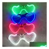 Party Decoration LED Light Up Shutter Shades Solglasögon Neon Eyewear Party Decoration Blinking Heart Glowing Glass för Adts Kids D DHGJZ