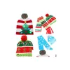 Feestmutsen licht op flitsende gebreide hoed sjaal geleid kerstfeest bobble kid adt winter warme beanie hoeden cap santa cadeau xmas stocki dhe6t