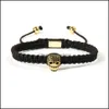 Charm Bracelets New Jewelry Wholesale 10Pcs/Lot Micro Pave Black Cz Heart Skl Braiding Rame Bracelet Gift For Men Drop Delivery Brace Dhtg0
