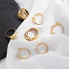 Bohemien Geometrica Rotonda Color Oro Knuckle Anelli Set per Donna Anelli di Barretta di Metallo 2022 Donne Alla Moda Regalo Dei Monili Del Partito