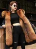 Women's Fur Winter Women 2022 Faux Raccoon Grass Liner Removable Medium Long Coat Big Large Collar Hood Warm Windproof Outwear