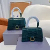 Tecido espumante Crocodilo Mini Bolsa de Hourglass Designer de luxo Handbag Mulheres Bolsas de couro genu￭nas Senhoras de ombro Sacos de ampulheta