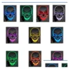 أقنعة الحفلات Halloween LED UP Mask El Wire Skl Scary Fl Face Masks CS Game Game Formors Casemerade Party Costume Props Dr Dhuqk