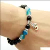 Charm Armbänder Design Perlen Männer Wrap Schmuck Großhandel 10 Teile/los 8mm Natürliche Schwarze Onyx Stein Perlen Om Yoga Armbänder Party Geschenk D Dh0Qk