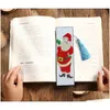 Party Favor Diamond Painting Diy Bookmark Party Favor 5D Crystal Art Crafts Bookmarks With Tassel Tool Rhinestone Christmas Pattern Dheab