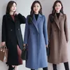 Misturas de lã feminina leiouna longo único botão engrossado moda escritório en inverno casaco grande oversize mulher casaco 221117