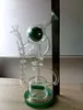 Blue Green Spiral Glass Water Bong Hookahs with Round Ball Design Colorful Oil Burner Dab Rig Bubbler