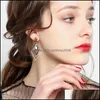 Dangle Chandelier Diamond Rhombus Earrings Dangle Red Black Crystal Statement Ear Rings Fashion Jewelry For Women Gift Drop Deliver Dhkni