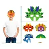 Party Masks Novelty Stegosaurus Dinosaur Felt Masks Kids Dress Up Costume Triceratop Face Mask Birthday Themed Party Gift Tyrannosau Dhr0B