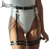 Belts Rave Punk Harajuku Body Leg Harness Fetish Leather Garters Sexy Women Waist To Bondage Silver Tassel Chain Straps Belt