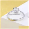 Solitaire Ring Diamond Crown Rings Open Justerbar Sier Women Brud Engagement Wedding Bands Fashion Jewelry Drop Delivery Ring DHG0Q