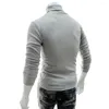 Men's Sweaters Stretchy Knitted Shirt For Autumn WinterLong Sleeve Turtleneck Men Pullover Soft Solid Color