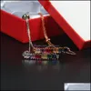 Charm Bracelets St Rainbow CZ Bar Chain Bracelet for Women Princess 컷 조절 가능한 스테인레스 스틸 매력 팔찌 Mens 선물 드로 DH5OF