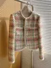 여성용 재킷 고품질 소형 향수 트위드 재킷 코트 여성 가을 ​​겨울 프랑스 빈티지 슬림 모직 코트 한국 패션 캐주얼 아웃복 221117