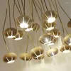 Kroonluchters Moderne Houten Ronde Bal Kroonluchter Verlichting Koord DIY Grote Nordic Eigentijds Ontwerp G4 Lamp Voor Trap Woonkamer