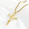 Hanger kettingen Big Jezus Crucifix Cross -ketting ketting geel goud gevulde klassieke vrouwen mannen sieraden cadeau